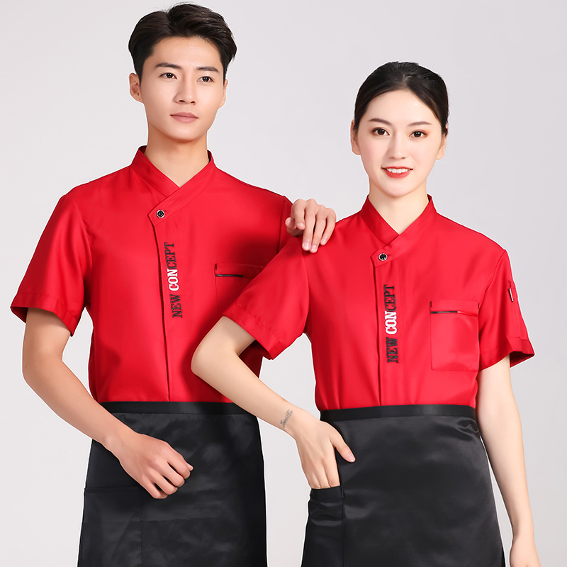 涤棉绣字母厨师服短袖上衣H01-2020-34图4