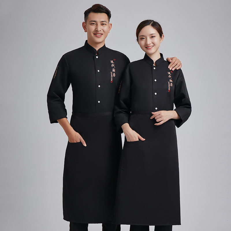 舒服呢单排厨房长袖厨师服上衣H03-L033图2