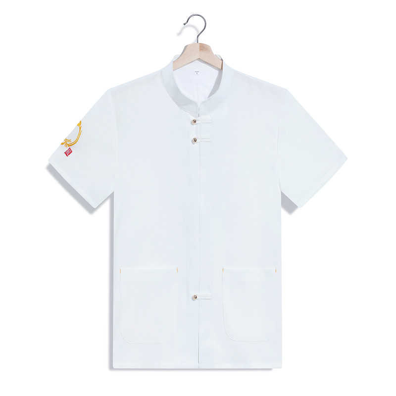 弹力多乐棉酒店厨师服短袖上衣H03-中式龙图4