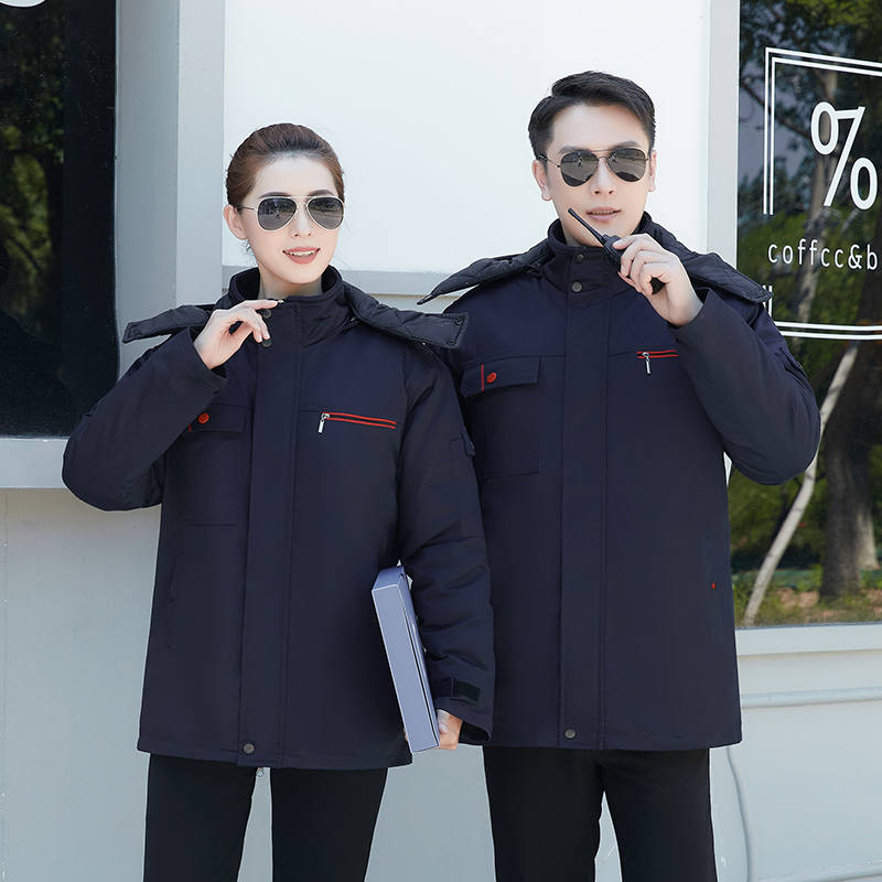 全工艺涤棉可拆卸帽头工装棉服H22-2191图2