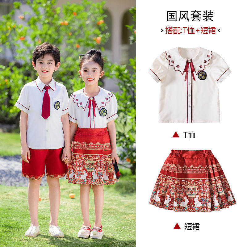 红白印花翻领校园英伦风校服套装215-913+915图4