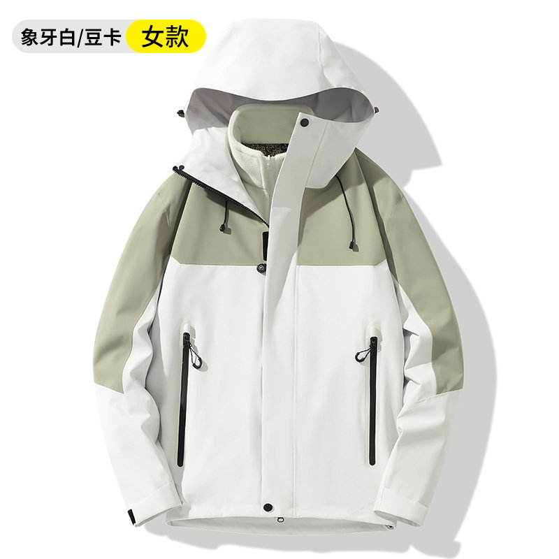 全热封加绒三合一冲锋衣女款KM2-25591图7