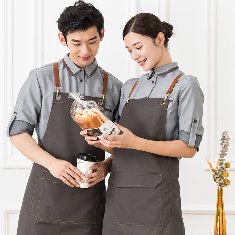 耐磨耐脏防水抗皱帆布挂脖围裙通款H01-220图2