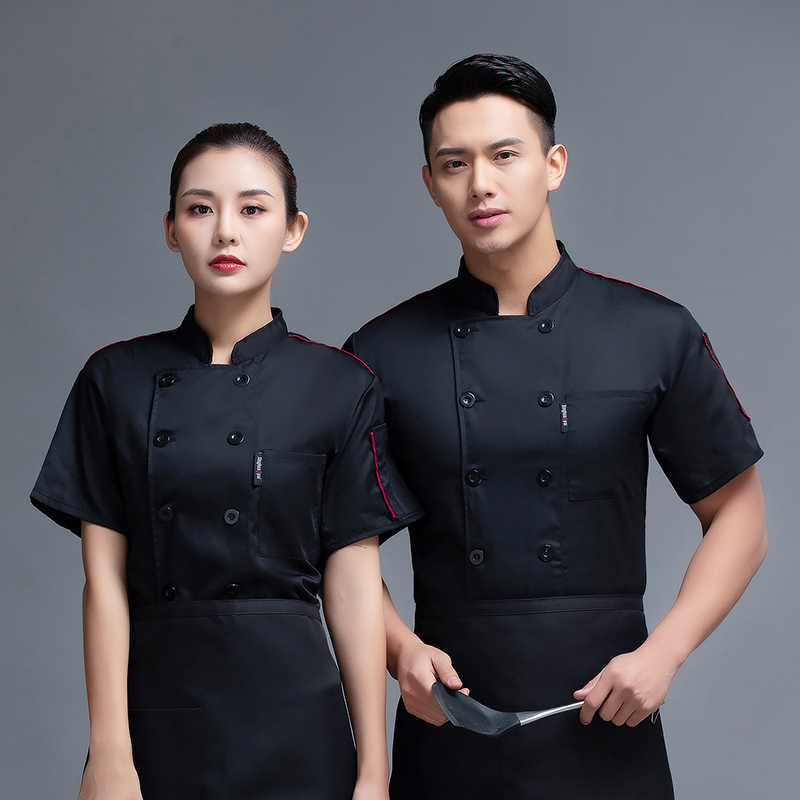 肩杠短袖厨师服上衣H12-L013图2