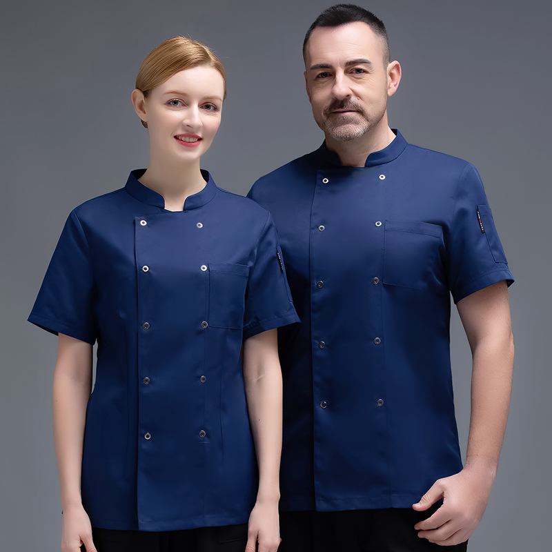 金纺呢五爪扣短袖厨师服上衣H02-20F005-008图2