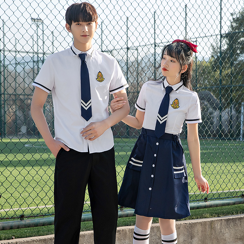 青春活力中学生短袖翻领校服男女款套装H18-1938图5