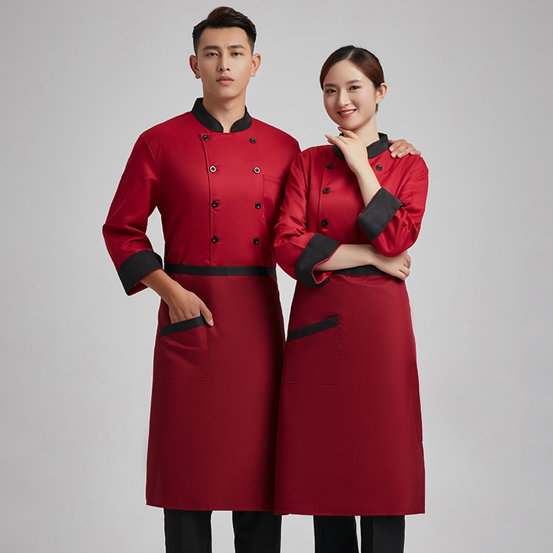舒服呢立领厨房长袖厨师服上衣H03-L034图4