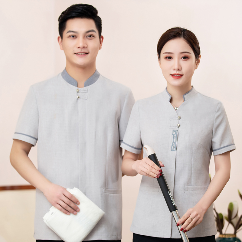 新宫格短袖保洁服上衣女款H10-2102女图5