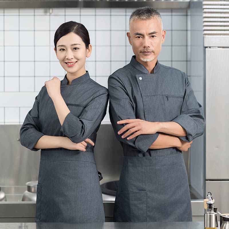 立领拉链口袋长袖厨师服H01-2023-29图4