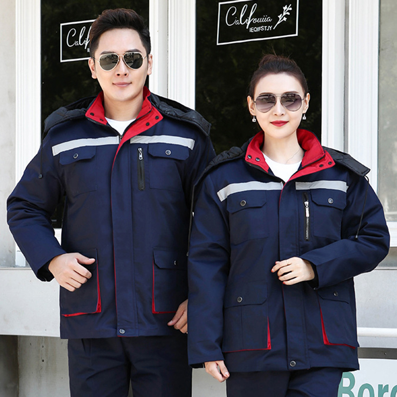 全工艺涤棉单反竖拉链内胆可拆工装防寒保暖棉服上衣HBY-M1401-M1405上衣图2