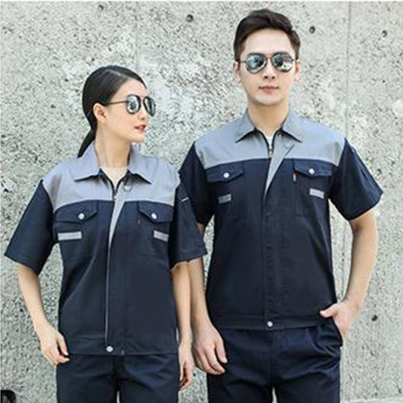 舒适面料七彩拼色短袖工作服上衣B04-XD-301图5