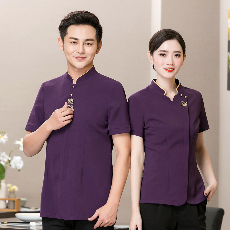 小对花餐厅火锅店短袖服务员工作服上衣H01-1913图3