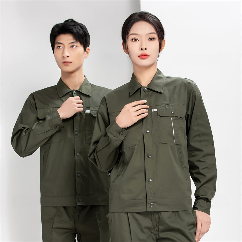 夏季按扣拼色兜长袖工作服套装H22-24182图4