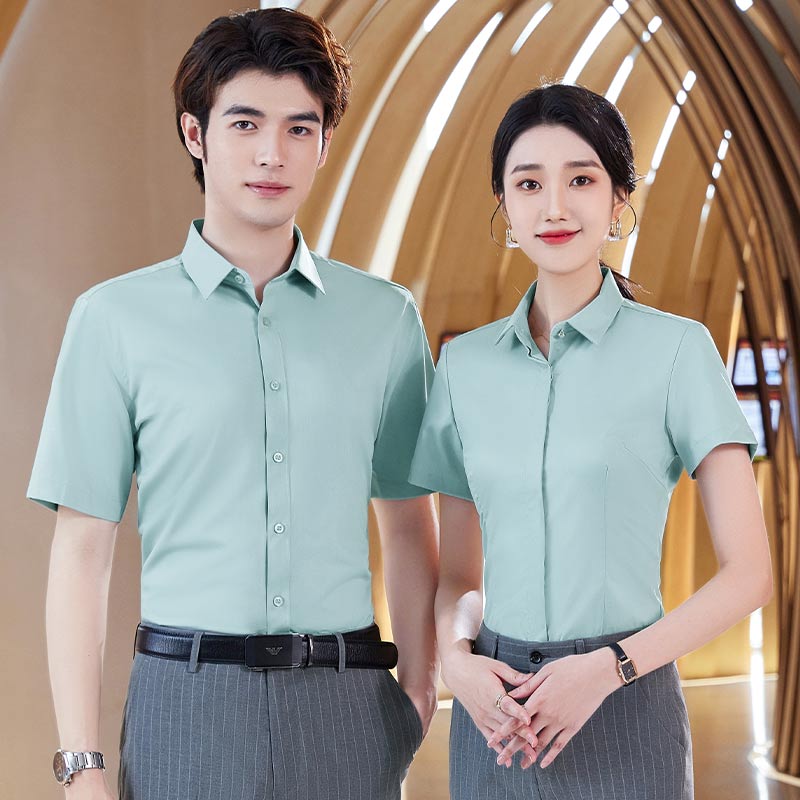 竹纤维平纹商务休闲V领短袖衬衫女款DY9-6880短袖衬衫女款图5