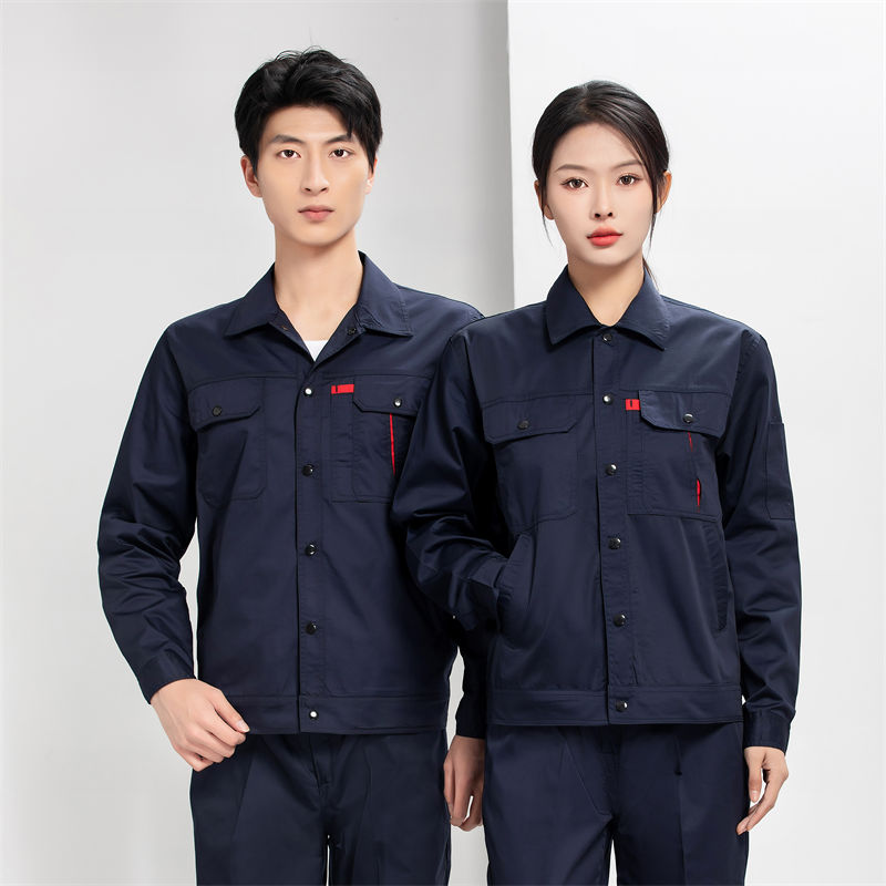 夏季按扣拼色兜长袖工作服上衣H22-24182图3