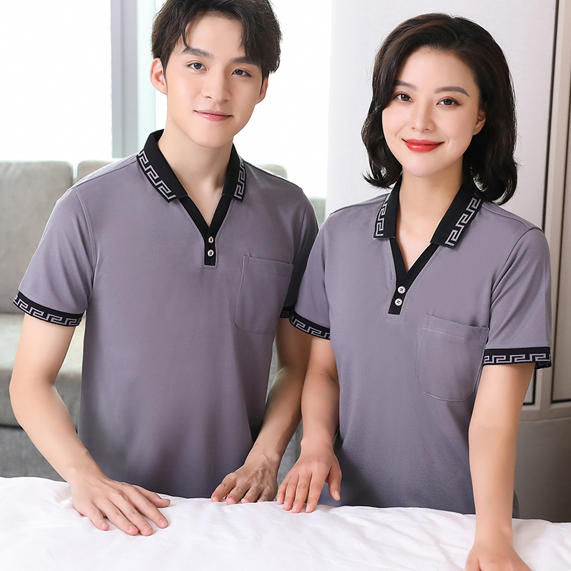 200g大V领短袖酒店工作服通款H04-L001大V领图6
