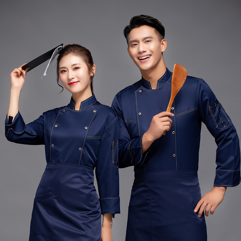 海霸酒店厨房长袖厨师服上衣H12-L038图3
