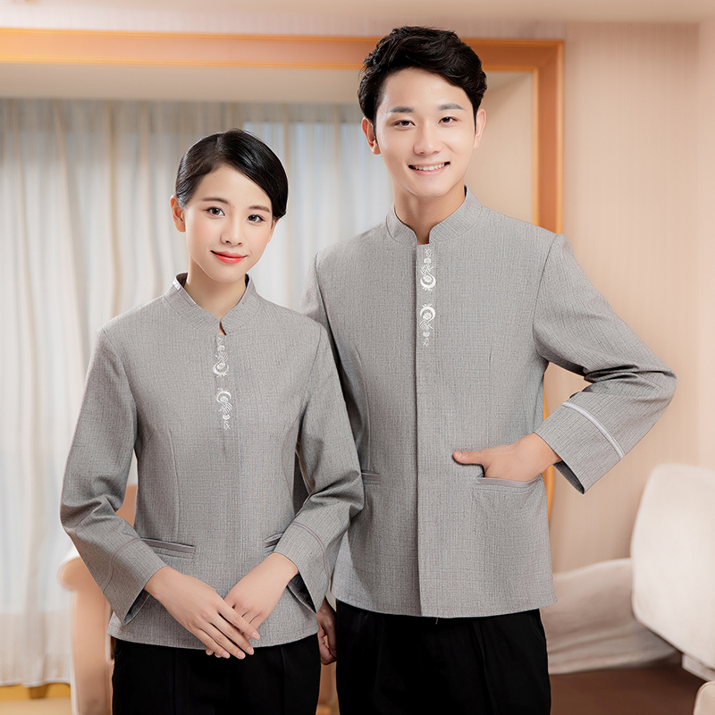 小凤尾餐厅酒店保洁长袖工作服男女款H14-9869-9872图2