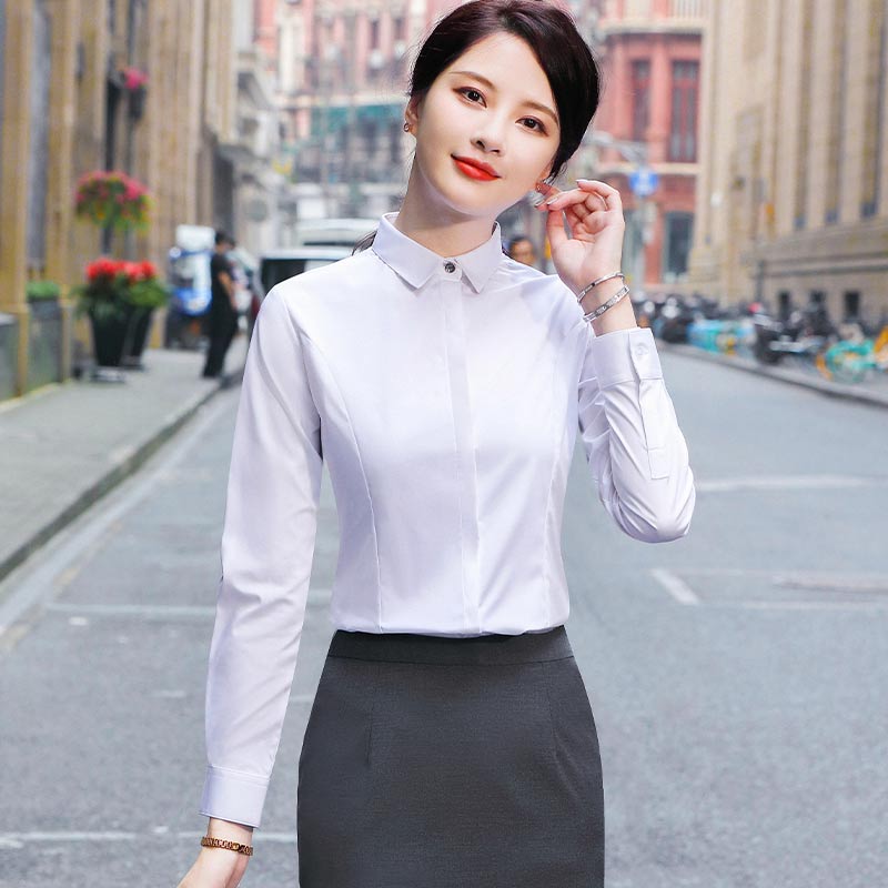 竹纤维螺旋纹长袖衬衫女款DY9-188长袖衬衫女图4