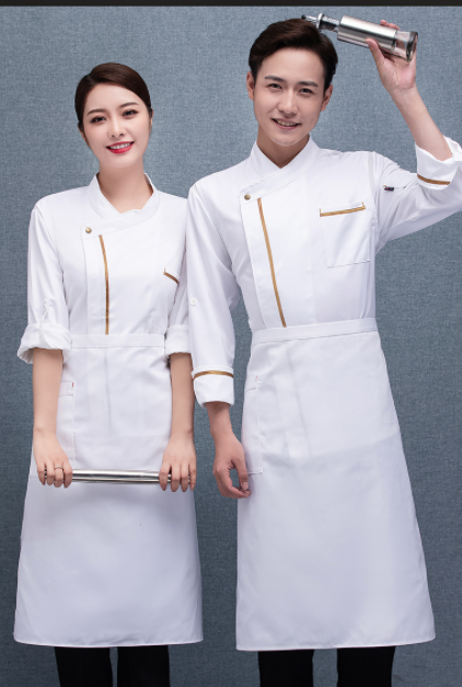 金纺棉斜金边长袖厨师服上衣通款H02-21LY024-027图6