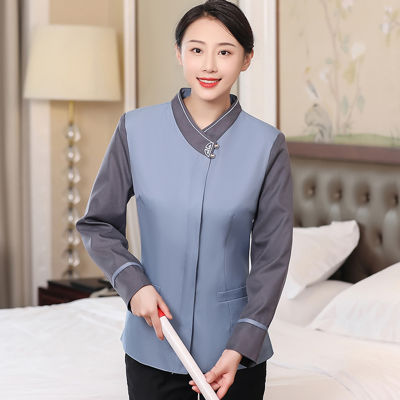 领花保洁工作服长袖上衣女款H19-164-166女图3