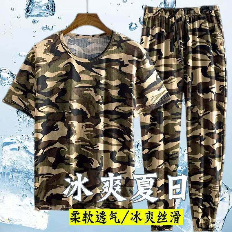 速干网眼户外野营迷彩服套装B15-网眼短袖+长裤套装图3