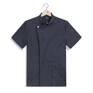 中华立领酒店厨师服短袖上衣H03-七彩纯棉