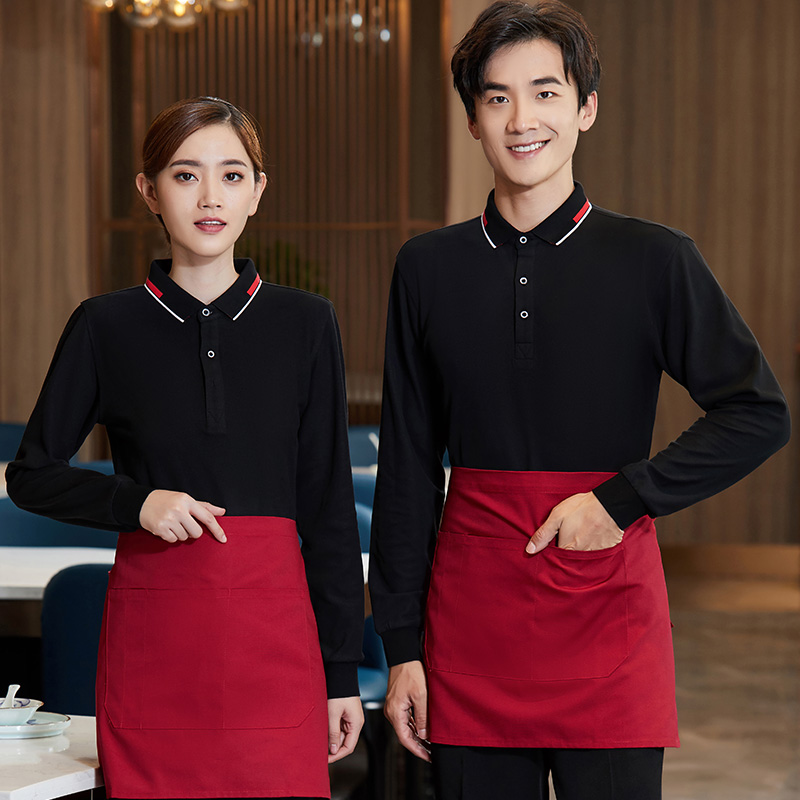 01翻领长袖POLO衫服务员工作服H01-2020-60图2