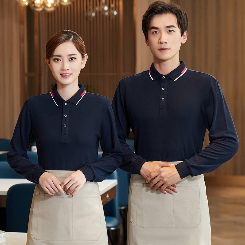 01翻领长袖POLO衫服务员工作服H01-2020-60图3
