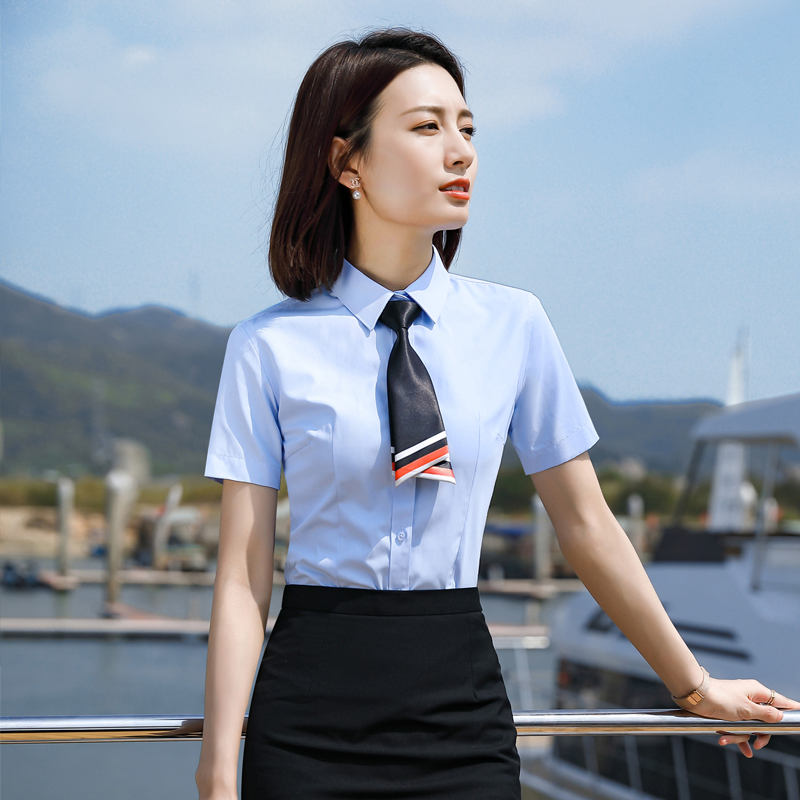 舒适平纹棉职场短袖衬衫女款DQ1-312女款图2