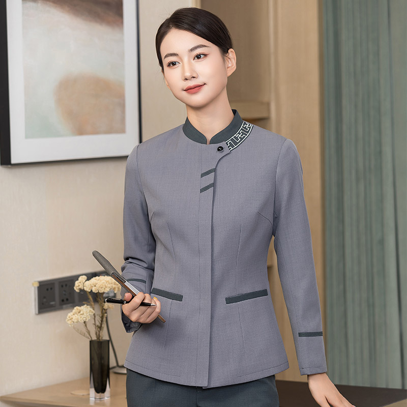领子绣花设计酒店宾馆客房秋冬保洁服H01-2022-50女款图4