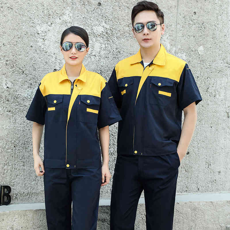 舒适面料七彩拼色短袖工作服上衣B04-XD-301图4