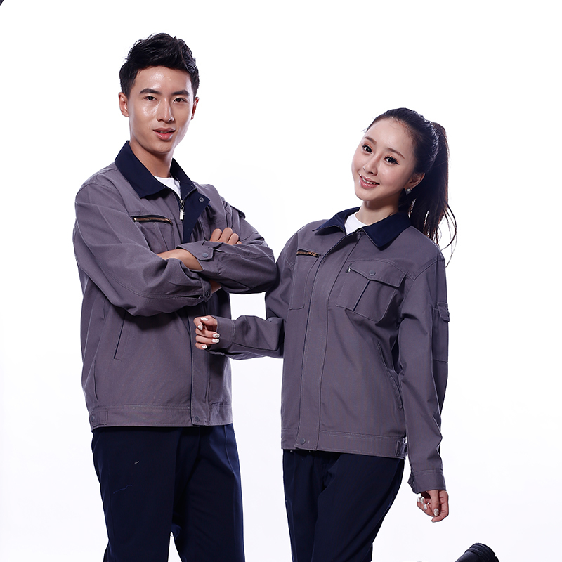 棉毛酵洗帆布春秋长袖套装工作服J02-8801图4
