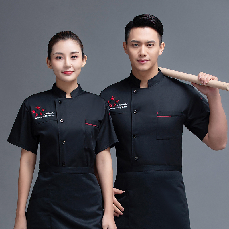 五角星酒店餐厅厨师服短袖上衣H12-L018图2