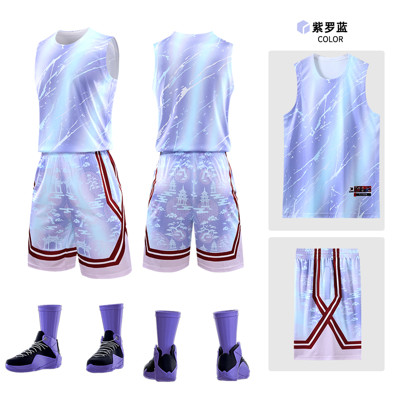 扎染裂纹圆领户外运动篮球服套装210-B211儿童图3