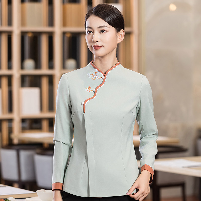 三扣祥云餐饮服务员工作服H01-2022-32女款图2