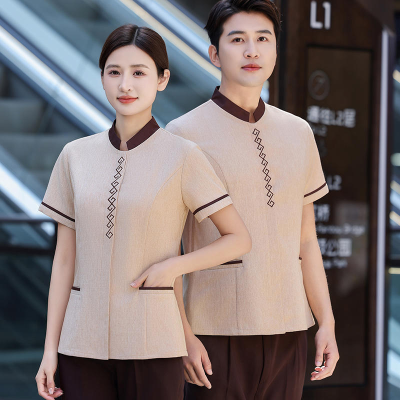 中国传统纹样方格保洁半袖保洁服工作服H14-MYB24005图3