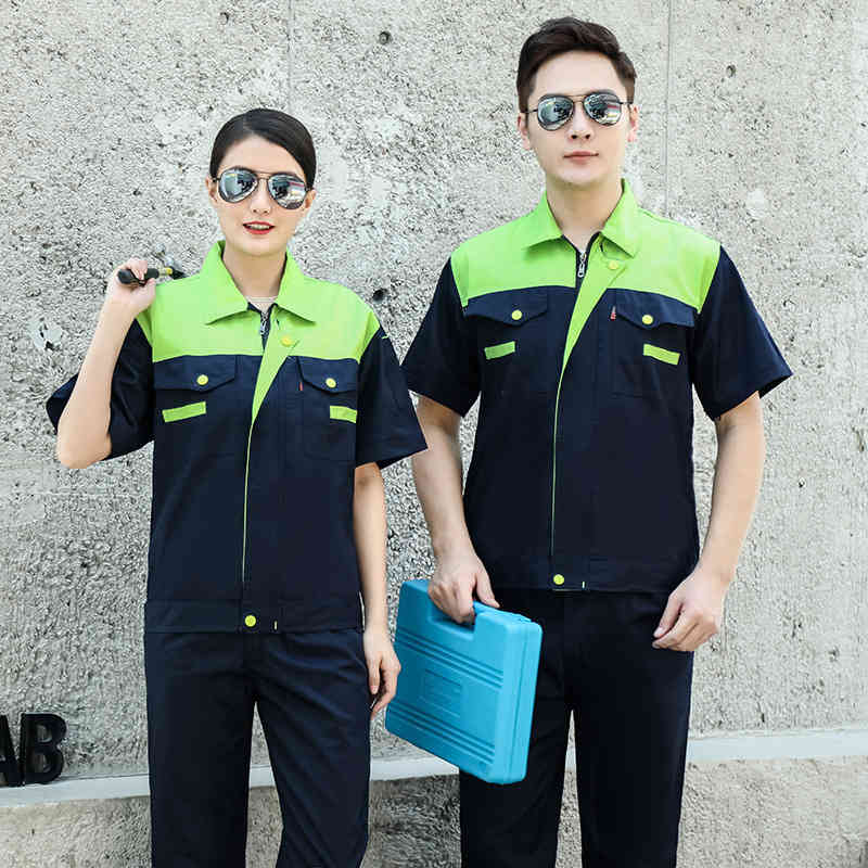 舒适面料七彩拼色短袖工作服上衣B04-XD-301图3