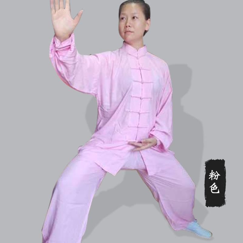 宽松舒适太极练功服套装P04-棉绸长袖图4
