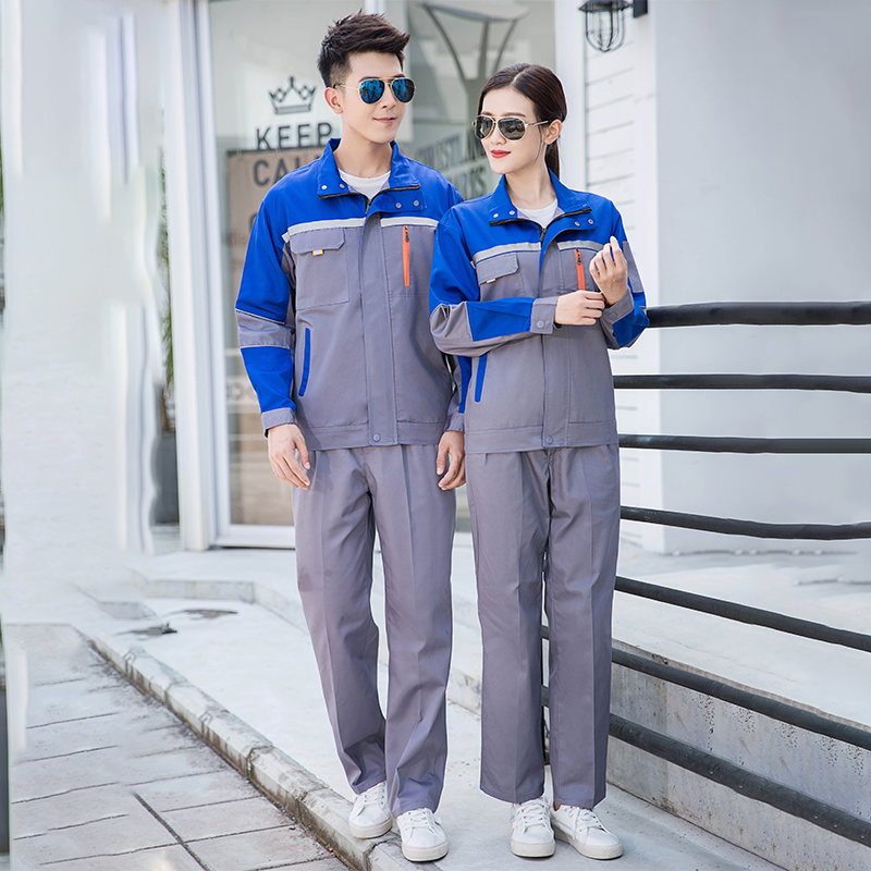 全工艺单层涤棉厚纱卡春秋款长袖工装劳保服套装B01-871-879套装图2