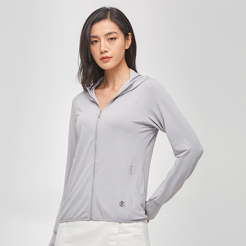 UPF50+长袖连帽拉链情侣款针织防晒衣KL-KY2021女图3