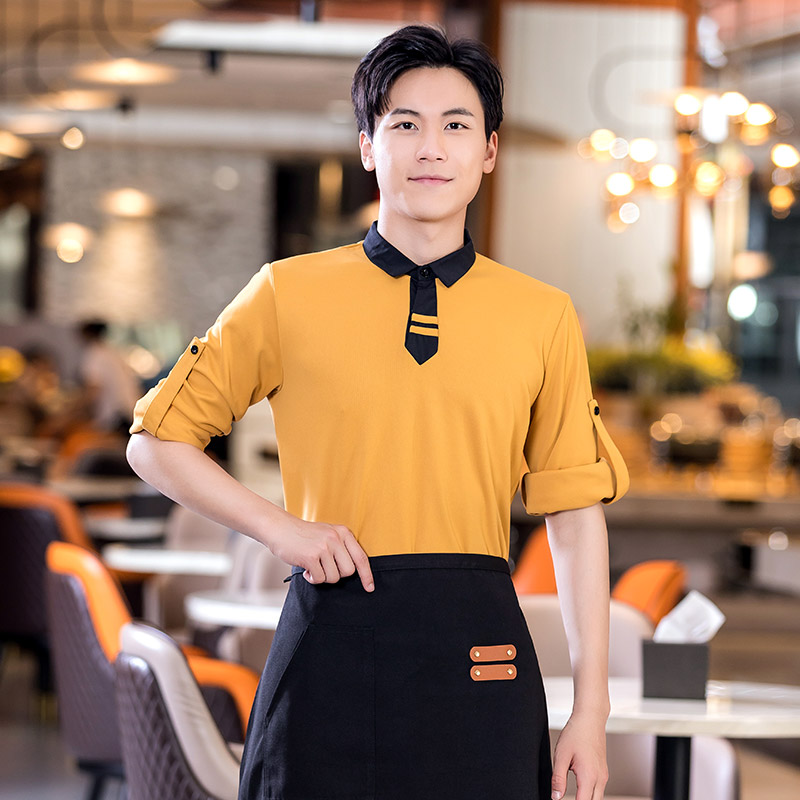 翻领飘带卫衣长餐饮服务员工作服H01-2022-39图5