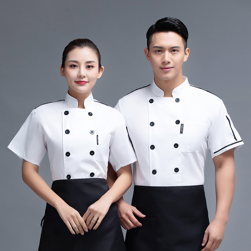 肩杠短袖厨师服上衣H12-L013图3