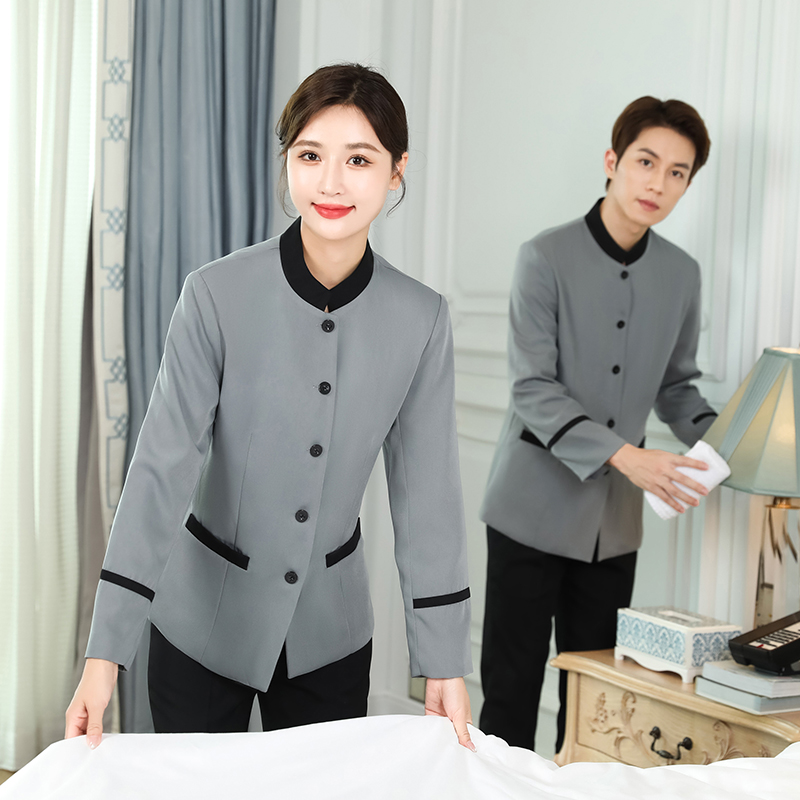 卡丹皇直宝立领修身酒店服务员长袖工作服通款H14-9801-9803图3