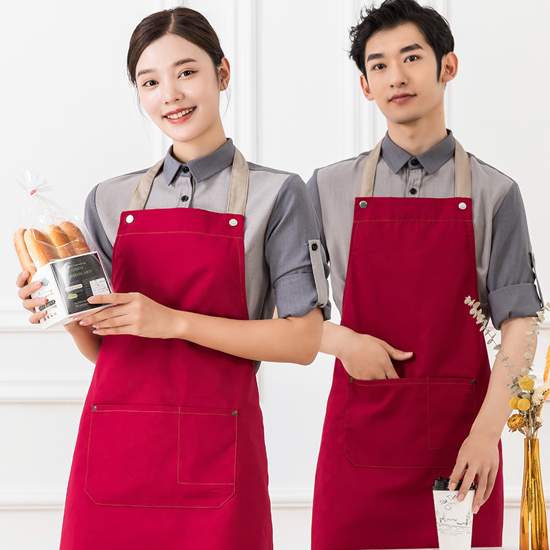 厨房围裙帆布挂脖围裙通款H01-221图3
