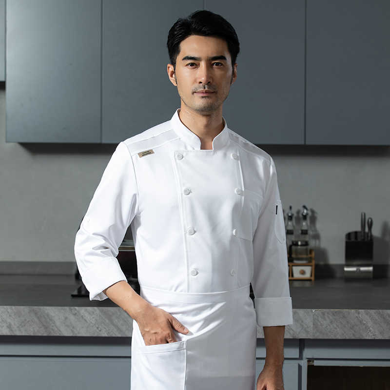 精仿棉海纯花平扣长袖厨师服H12-海纯花平扣图4