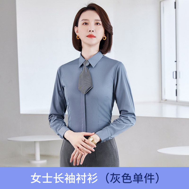 竹纤维弹力休闲长袖衬衫女款DZ1-8801长袖衬衫女图5