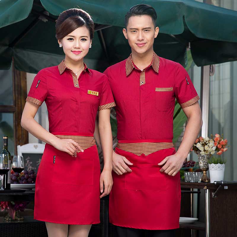 服务员工作服黄金格衬衣+围裙H19-L003男图4