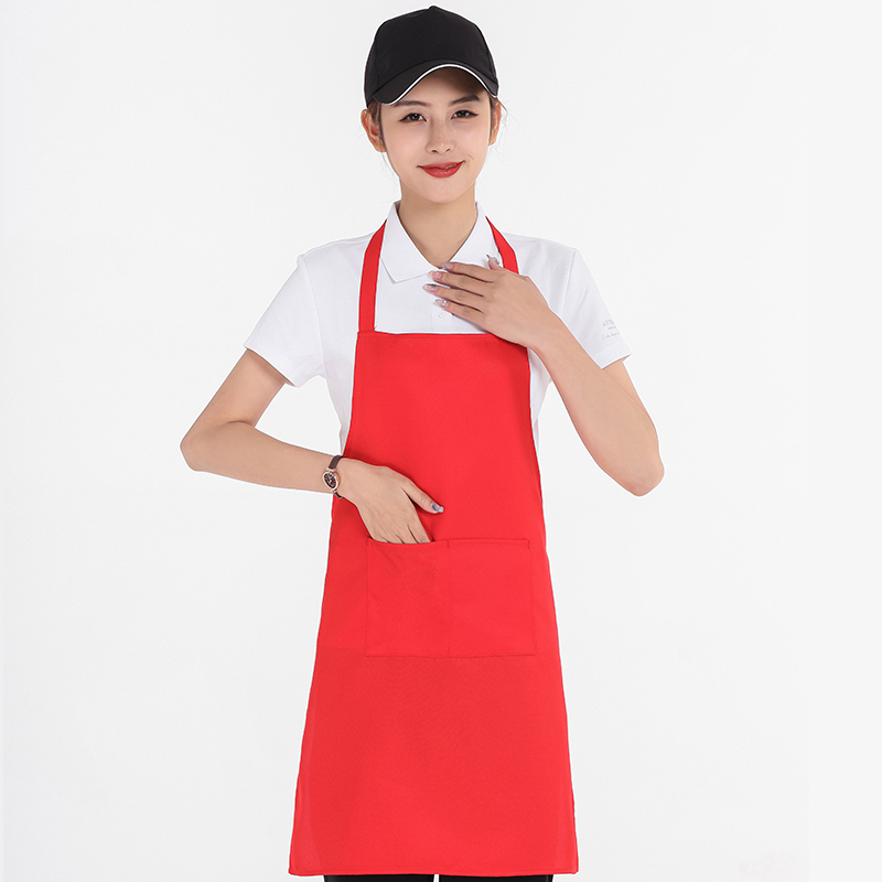 制服呢纯色挂脖围裙U01-599图11