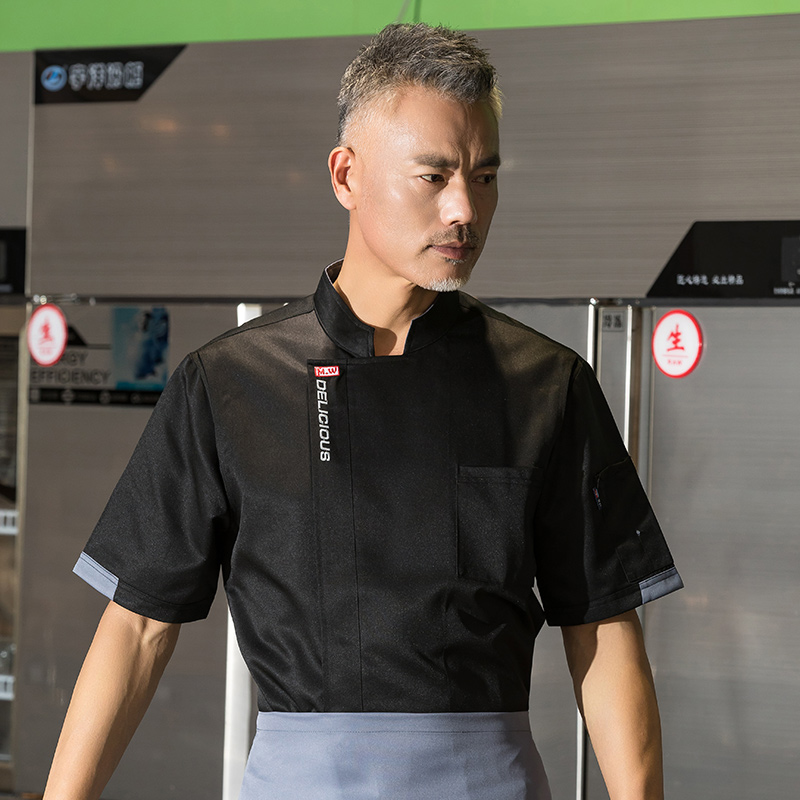 大C暗门襟短袖酒店厨师服上衣H01-2022-21图2